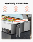 VEVOR komerciālais pārtikas sildītājs, 1700 W elektriskais nerūsējošā tērauda tvaika pārtikas sildītājs ar stikla vāku, galda Bain Marie ar 12 traukiem, zupas kausu un perforētu kausu ēdināšanai, restorāniem un pasākumiem - ZEMLETES.LV