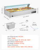 VEVOR komerciālais pārtikas sildītājs, 1700 W elektriskais nerūsējošā tērauda tvaika pārtikas sildītājs ar stikla vāku, galda Bain Marie ar 12 traukiem, zupas kausu un perforētu kausu ēdināšanai, restorāniem un pasākumiem - ZEMLETES.LV