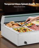 VEVOR komerciālais pārtikas sildītājs, 1700 W elektriskais nerūsējošā tērauda tvaika pārtikas sildītājs ar stikla vāku, galda Bain Marie ar 10 traukiem, zupas kausu un perforētu kausu ēdināšanai, restorāniem un pasākumiem - ZEMLETES.LV