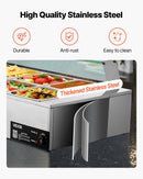 VEVOR komerciālais pārtikas sildītājs, 1700 W elektriskais nerūsējošā tērauda tvaika pārtikas sildītājs ar stikla vāku, galda Bain Marie ar 10 traukiem, zupas kausu un perforētu kausu ēdināšanai, restorāniem un pasākumiem - ZEMLETES.LV