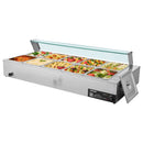 VEVOR komerciālais pārtikas sildītājs, 1700 W elektriskais nerūsējošā tērauda tvaika pārtikas sildītājs ar stikla vāku, galda Bain Marie ar 10 traukiem, zupas kausu un perforētu kausu ēdināšanai, restorāniem un pasākumiem - ZEMLETES.LV