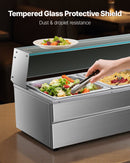VEVOR komerciālais pārtikas sildītājs ar 5 nodalījumiem, 1500 W elektriska nerūsējošā tērauda Bain Marie bufetes iekārta ar stikla pārsegu un temperatūras regulēšanu 30–85 ℃, piemērota ēdināšanai, bufetēm, pasākumiem un restorāniem - ZEMLETES.LV