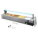 VEVOR komerciālais pārtikas sildītājs ar 5 nodalījumiem, 1500 W elektriska nerūsējošā tērauda Bain Marie bufetes iekārta ar stikla pārsegu un temperatūras regulēšanu 30–85 ℃, piemērota ēdināšanai, bufetēm, pasākumiem un restorāniem - ZEMLETES.LV
