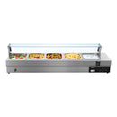 VEVOR komerciālais pārtikas sildītājs ar 5 nodalījumiem, 1500 W elektriska nerūsējošā tērauda Bain Marie bufetes iekārta ar stikla pārsegu un temperatūras regulēšanu 30–85 ℃, piemērota ēdināšanai, bufetēm, pasākumiem un restorāniem - ZEMLETES.LV