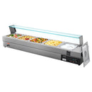 VEVOR komerciālais pārtikas sildītājs ar 5 nodalījumiem, 1500 W elektriska nerūsējošā tērauda Bain Marie bufetes iekārta ar stikla pārsegu un temperatūras regulēšanu 30–85 ℃, piemērota ēdināšanai, bufetēm, pasākumiem un restorāniem - ZEMLETES.LV