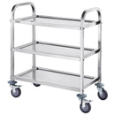 VEVOR 3 līmeņu nerūsējošā tērauda laboratorijas ratiņi ar bloķējamiem universālajiem riteņiem, kravnesība 181,4 kg, medicīniskie ratiņi laboratorijām, klīnikām, virtuvēm un saloniem