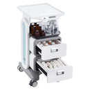 VEVOR 3 līmeņu laboratorijas ratiņi ar 2 atvilktnēm un augšējo paplāti, mobili ABS medicīniskie ratiņi ar 4 klusiem riteņiem laboratorijām, klīnikām, slimnīcām un saloniem, balti