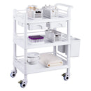 VEVOR 3 līmeņu laboratorijas ratiņi ar 3 paplātēm, 4 klusiem riteņiem un 3 atkritumu tvertnēm, pārvietojami medicīnas ratiņi no PP, laboratorijām, klīnikām, slimnīcām un saloniem, balti