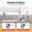 VEVOR 2 līmeņu laboratorijas ratiņi ar 2 paplātēm, 2 atvilktnēm, 4 klusiem riteņiem un 3 atkritumu tvertnēm, mobili PP medicīniskie ratiņi laboratorijām, klīnikām, slimnīcām un saloniem, balti