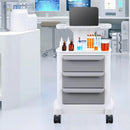 VEVOR 4 līmeņu laboratorijas ratiņi ar 3 atvilktnēm un 1 augšējo paplāti, pārvietojami medicīnas ratiņi no ABS materiāla ar 4 klusiem riteņiem, laboratorijām, klīnikām, slimnīcām un saloniem, balti