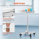 VEVOR Mayo statīvs ar noņemamu nerūsējošā tērauda paplāti un riteņiem, kravnesība 15,9 kg, regulējams augstums 640–1011 mm, SPA, saloniem, klīnikām un personīgajai aprūpei