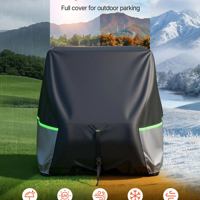 VEVOR golfa ratiņu pārsegs 2+2/4 pasažieriem, pilna pārklājuma, 600D ūdensizturīgs Oksfordas audums, saderīgs ar Club Car, Yamaha, EZGO, Honda, PU pārklājums, trīs rāvējslēdzēja durvis - ZEMLETES.LV
