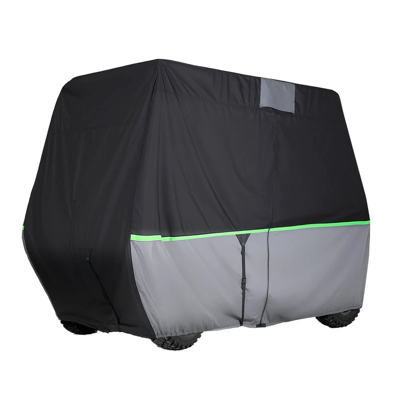 VEVOR golfa ratiņu pārsegs 2+2/4 pasažieriem, pilna pārklājuma, 600D ūdensizturīgs Oksfordas audums, saderīgs ar Club Car, Yamaha, EZGO, Honda, PU pārklājums, trīs rāvējslēdzēja durvis - ZEMLETES.LV