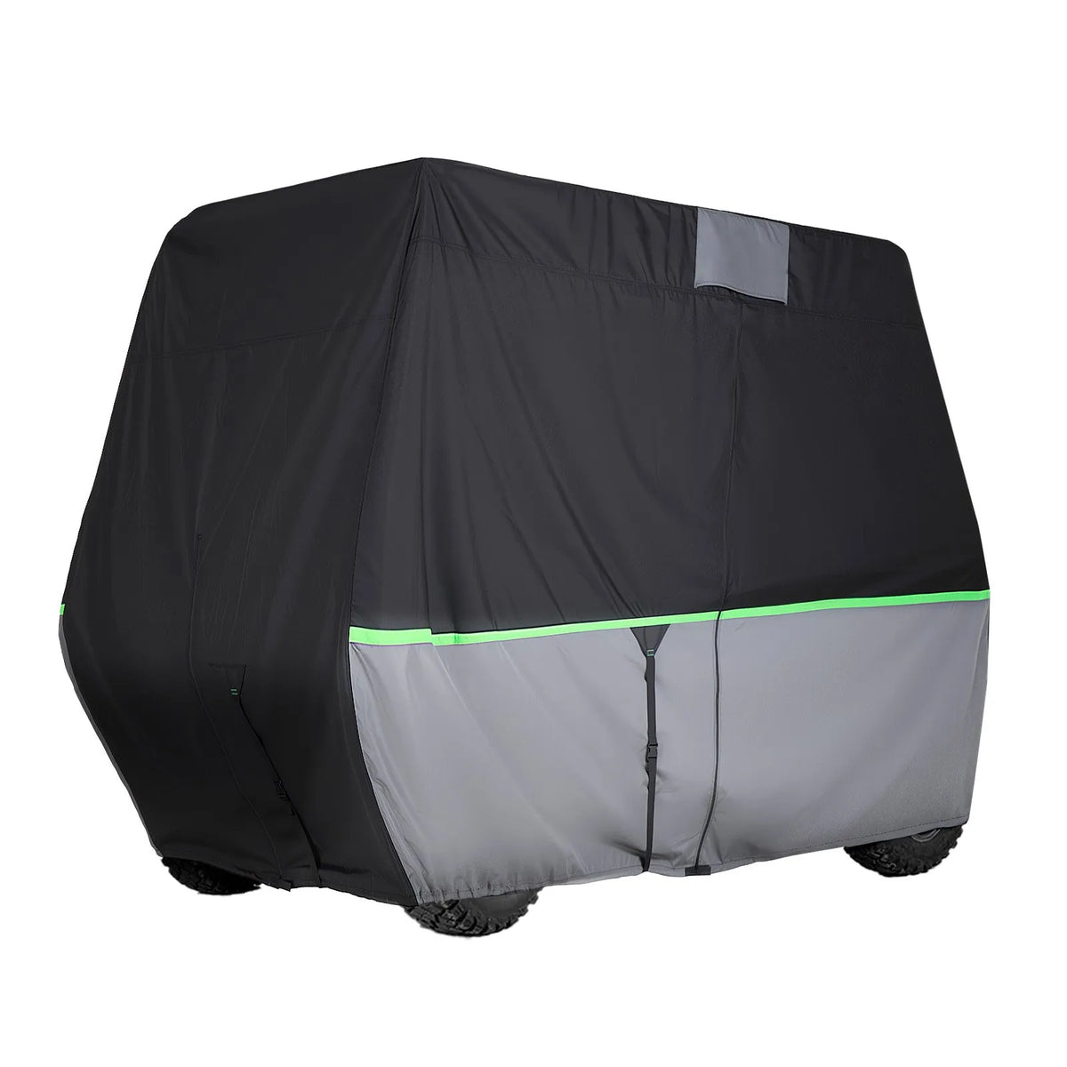 VEVOR golfa ratiņu pārsegs 2+2/4 pasažieriem, pilna pārklājuma, 600D ūdensizturīgs Oksfordas audums, saderīgs ar Club Car, Yamaha, EZGO, Honda, PU pārklājums, trīs rāvējslēdzēja durvis - ZEMLETES.LV