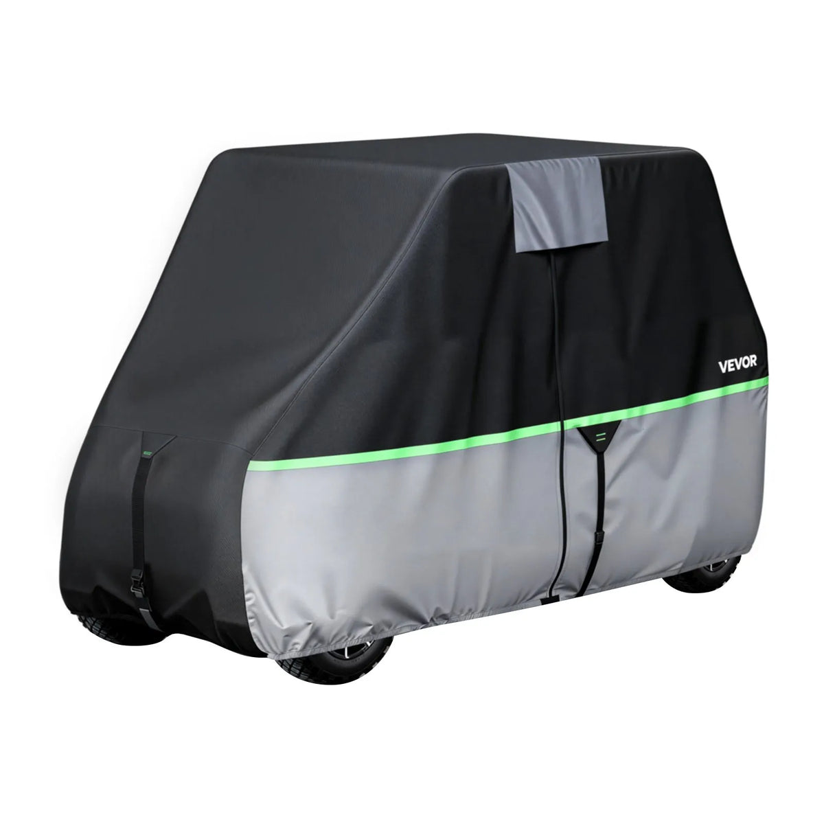 VEVOR golfa ratiņu pārsegs 2+2/4 pasažieriem, pilna pārklājuma, 600D ūdensizturīgs Oksfordas audums, saderīgs ar Club Car, Yamaha, EZGO, Honda, PU pārklājums, trīs rāvējslēdzēja durvis - ZEMLETES.LV