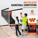 VEVOR arkādes basketbola spēle ar aizsargkarkasu 2 spēlētājiem, iekštelpu dubultais basketbola grozu komplekts ar 5 bumbām, 8 spēļu režīmiem, elektronisku rezultātu tablo un bumbas pumpi, melnbalta - ZEMLETES.LV