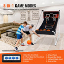 VEVOR salokāma basketbola arkādes spēle 2 spēlētājiem ar 5 bumbām, 8 spēļu režīmiem, elektronisku rezultātu tablo un bumbas pumpi bērniem un pieaugušajiem, melnbalta - ZEMLETES.LV