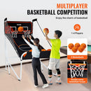 VEVOR salokāma basketbola arkādes spēle 2 spēlētājiem ar 5 bumbām, 8 spēļu režīmiem, elektronisku rezultātu tablo un bumbas pumpi bērniem un pieaugušajiem, melnbalta - ZEMLETES.LV