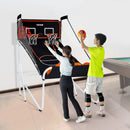 VEVOR salokāma basketbola arkādes spēle 2 spēlētājiem ar 5 bumbām, 8 spēļu režīmiem, elektronisku rezultātu tablo un bumbas pumpi bērniem un pieaugušajiem, melnbalta - ZEMLETES.LV