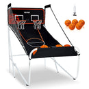 VEVOR salokāma basketbola arkādes spēle 2 spēlētājiem ar 5 bumbām, 8 spēļu režīmiem, elektronisku rezultātu tablo un bumbas pumpi bērniem un pieaugušajiem, melnbalta - ZEMLETES.LV