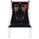 VEVOR salokāma basketbola arkādes spēle 2 spēlētājiem ar 5 bumbām, 8 spēļu režīmiem, elektronisku rezultātu tablo un bumbas pumpi bērniem un pieaugušajiem, melnbalta - ZEMLETES.LV
