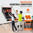 VEVOR salokāma basketbola arkādes spēle 2 spēlētājiem ar 4 bumbām, 8 spēļu režīmiem, elektronisku rezultātu tablo un bumbas pumpi, iekštelpu dubultais basketbola grozu komplekts bērniem un pieaugušajiem, melnbalta - ZEMLETES.LV