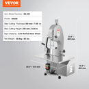 VEVOR 1800 W komerciālais elektriskais gaļas lentzāģis, nerūsējošā tērauda galda tipa kaulu zāģēšanas iekārta ar 380 × 485 mm darba virsmu, maks. griešanas biezums 180 mm, saldētas gaļas griezējs ar 5 asmeņiem