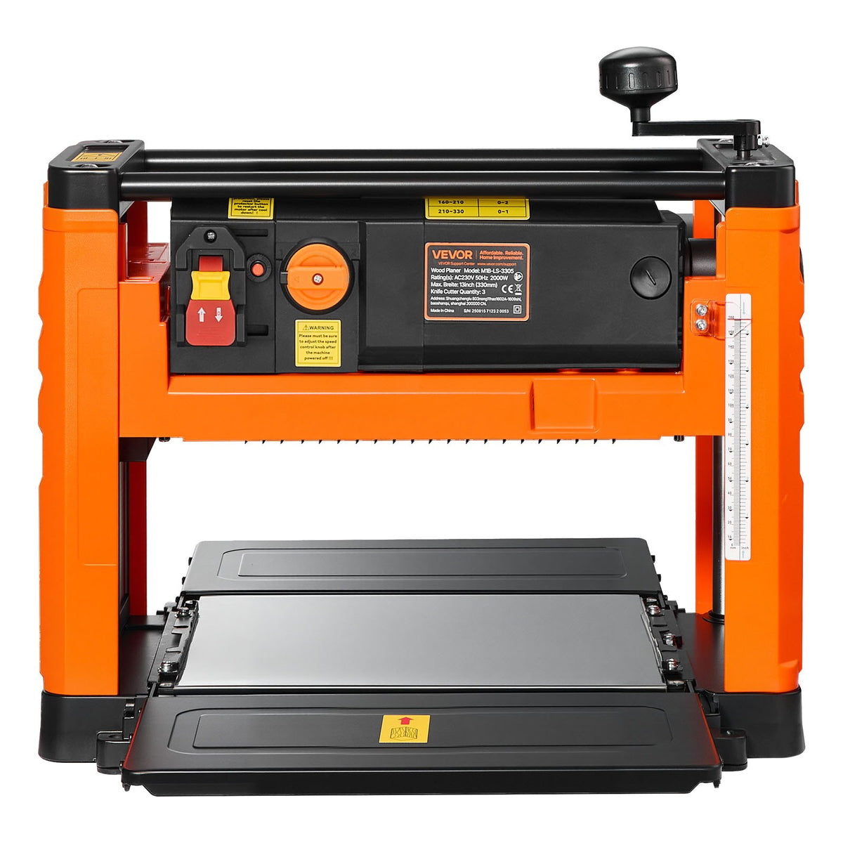 VEVOR Thickness Planer 330 mm with 2 Speeds and 3 Blades, 2000 W, 23,500 RPM, Dual Feed Rollers