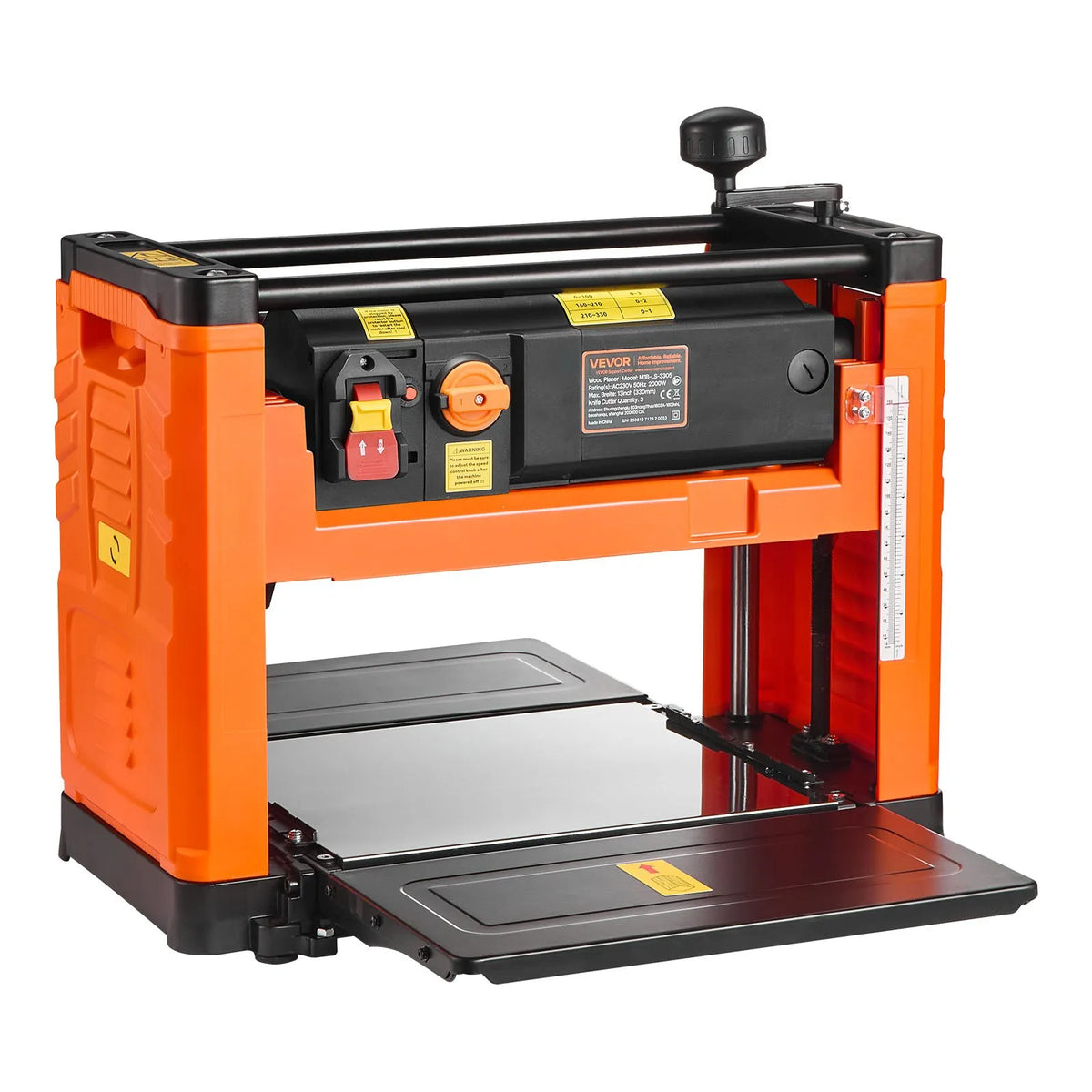 VEVOR Thickness Planer 330 mm with 2 Speeds and 3 Blades, 2000 W, 23,500 RPM, Dual Feed Rollers