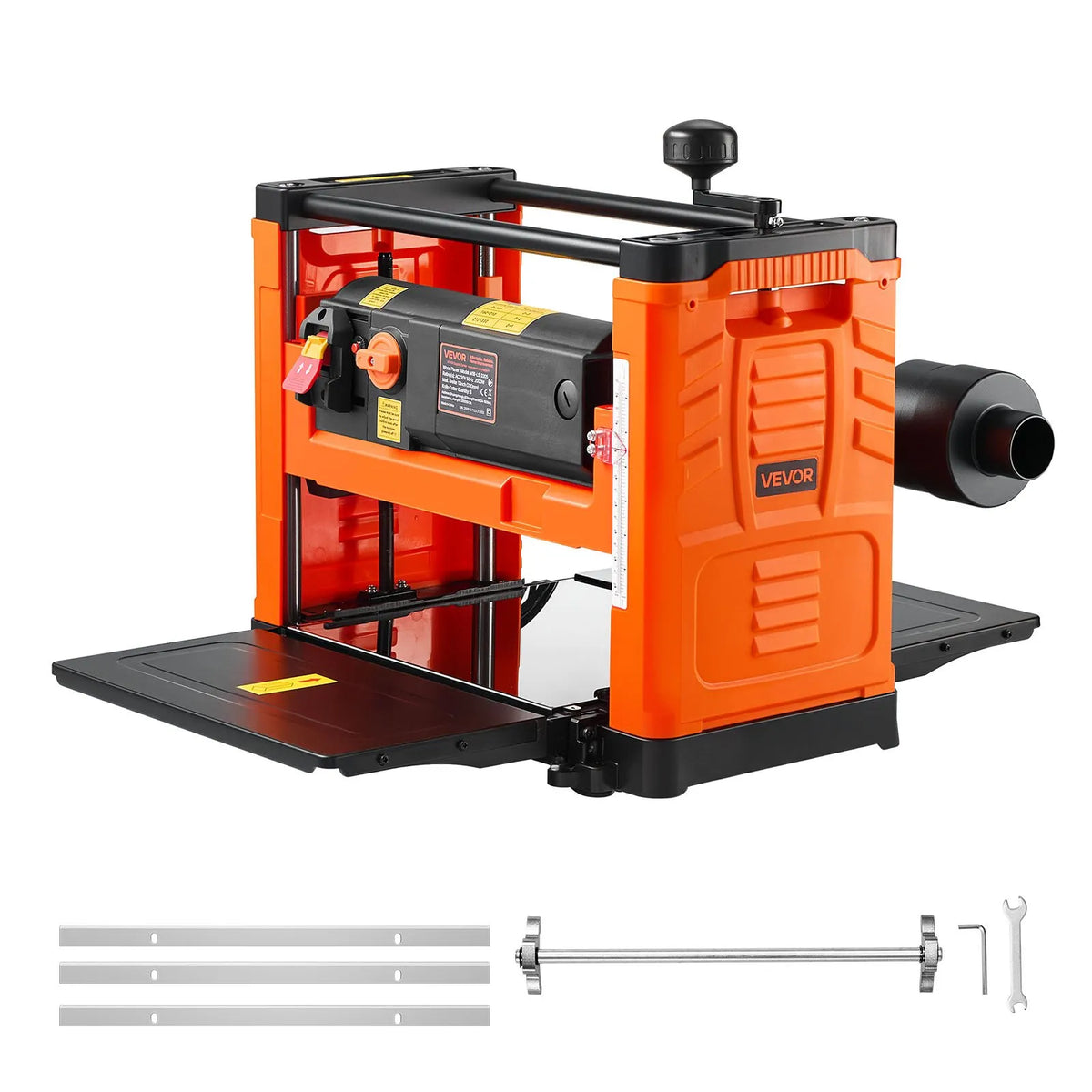 VEVOR Thickness Planer 330 mm with 2 Speeds and 3 Blades, 2000 W, 23,500 RPM, Dual Feed Rollers