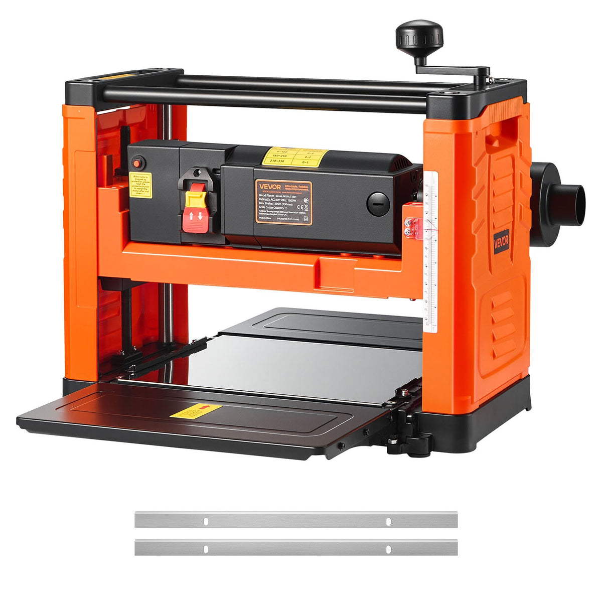 VEVOR paksushöövel 330 mm, 1800 W, 23 500 p/min, 2 tera, topeltetteanderullid