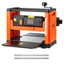 VEVOR biezuma ēvelētājs, divu asmeņu galda ēvelmašīna ar 330 mm darba platumu, 1800 W 23 500 apgr./min jaudīgs motors, dubultie padeves ruļļi, pārslodzes aizsardzība, vienātruma kokapstrādes ēvelmašīna cietai un mīkstai koksnei
