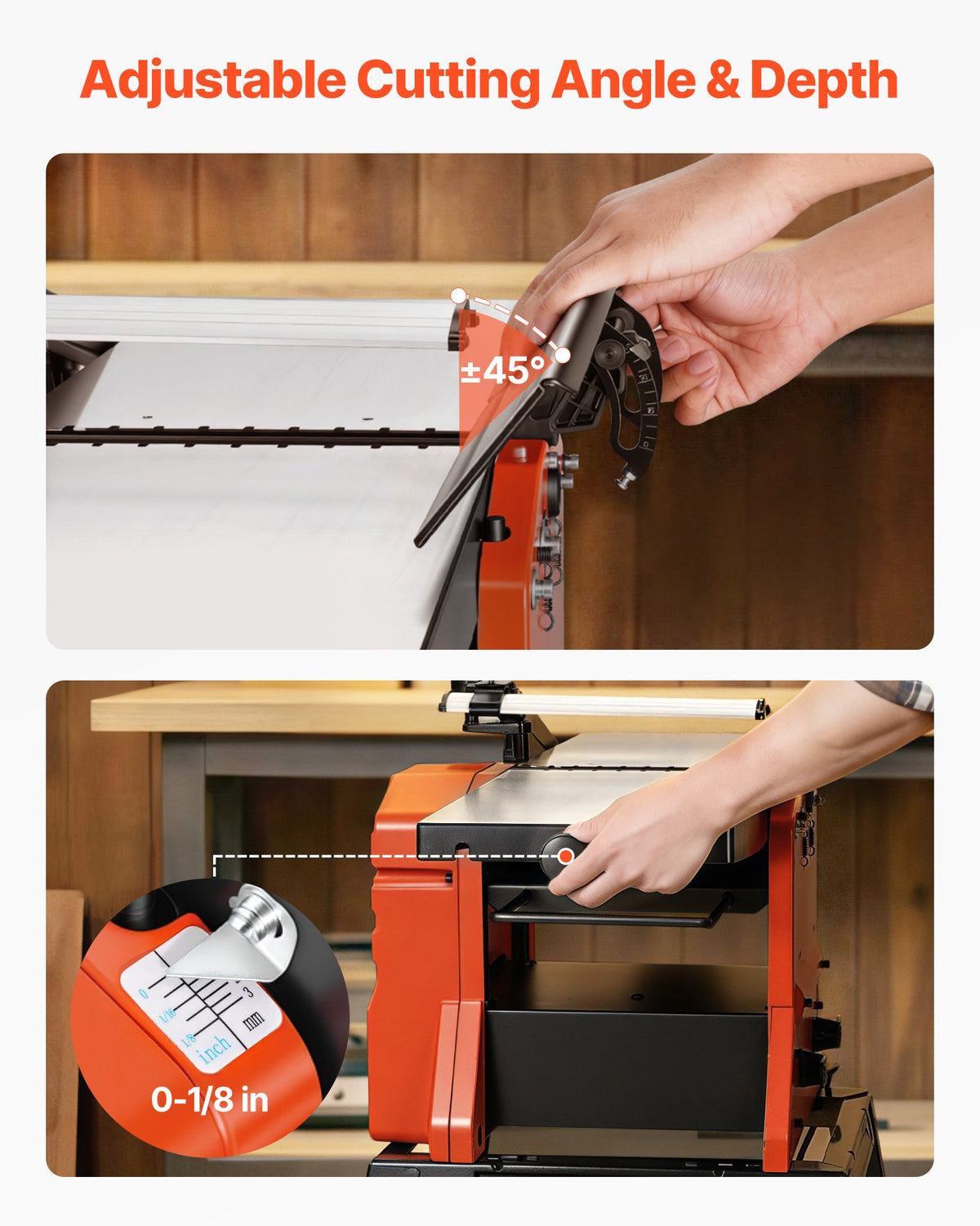 VEVOR Planer Thicknesser Combo Machine 254 mm with Stand, 2.4 HP, 8000 RPM, 2 Blades