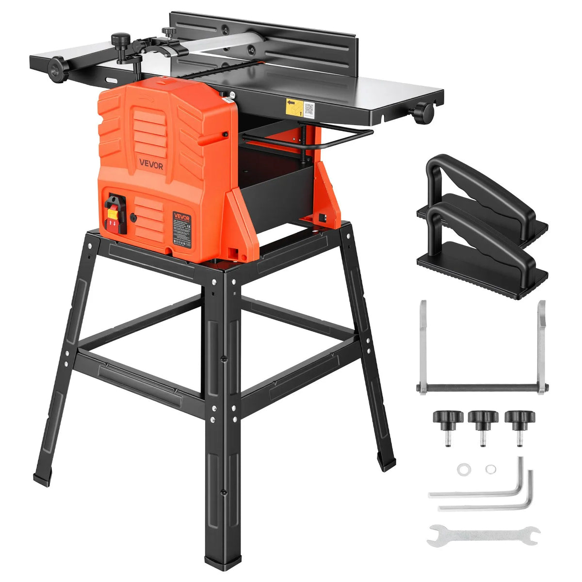 VEVOR Planer Thicknesser Combo Machine 254 mm with Stand, 2.4 HP, 8000 RPM, 2 Blades