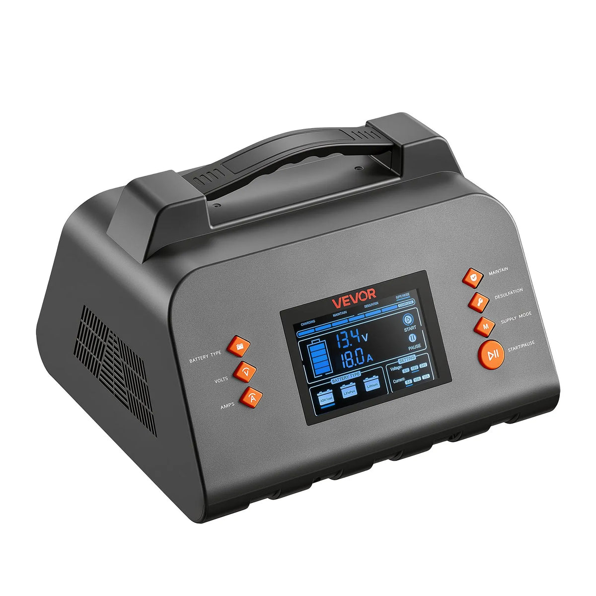 VEVOR XFH-SS03 Smart Battery Charger, 20 A, 6/12/24 V, for LiFePO4 and Lead-Acid Batteries, 7-Stage Charging, Desulphation, LCD Display