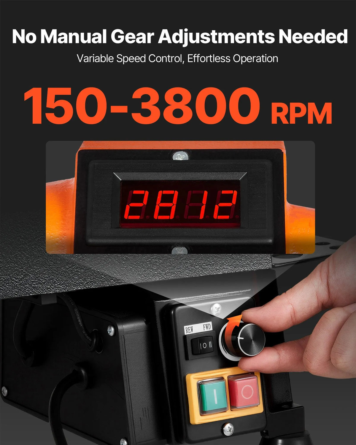 VEVOR puidutreipink 750 W (1 hj), 150–3800 p/min, 304 × 465 mm, harjadeta mootor, malmkorpus