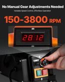 VEVOR kokapstrādes virpa, 750 W / 1 ZS, galda koka virpa ar maināmu ātrumu 150–3800 apgr./min, 304 × 465 mm darba virsma, bezsuku līdzstrāvas motors, čuguna konstrukcija, iesācējiem un DIY kokapstrādei