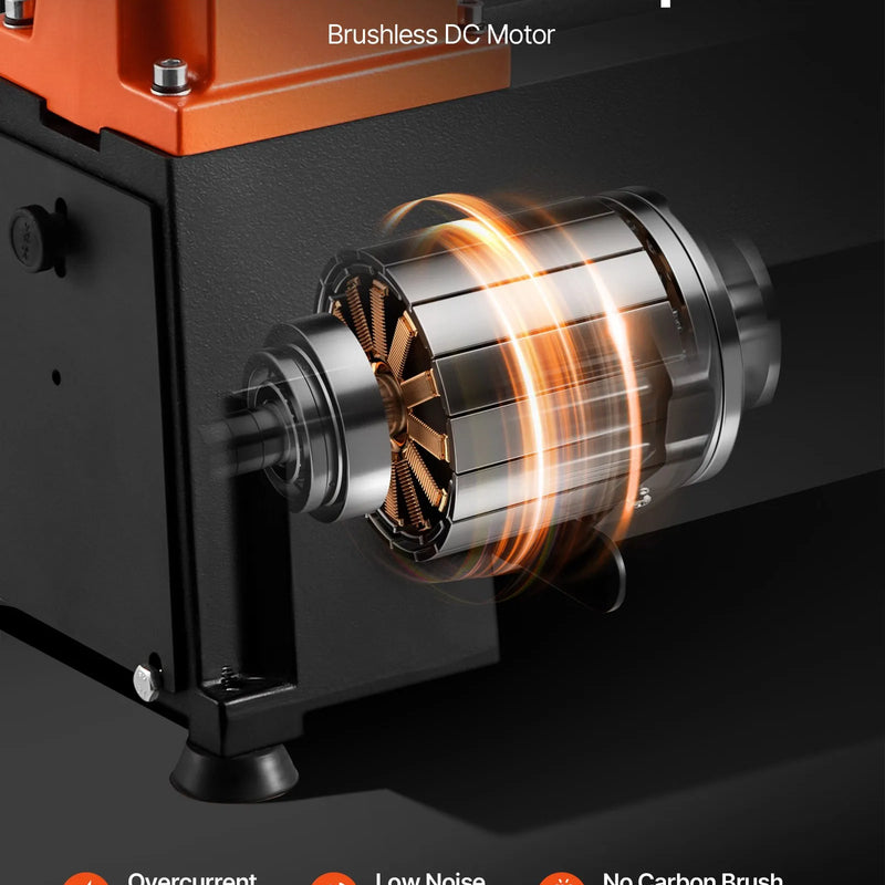 VEVOR kokapstrādes virpa, 750 W / 1 ZS, galda koka virpa ar maināmu ātrumu 150–3800 apgr./min, 304 × 465 mm darba virsma, bezsuku līdzstrāvas motors, čuguna konstrukcija, iesācējiem un DIY kokapstrādei