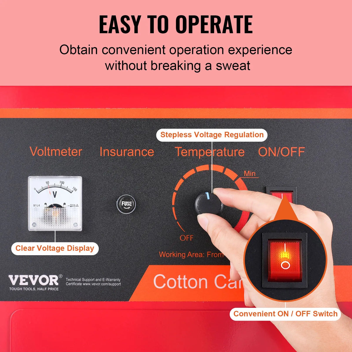 VEVOR Candy Floss Machine 1000 W with Guard, Stainless Steel Bowl and Drawer, Red