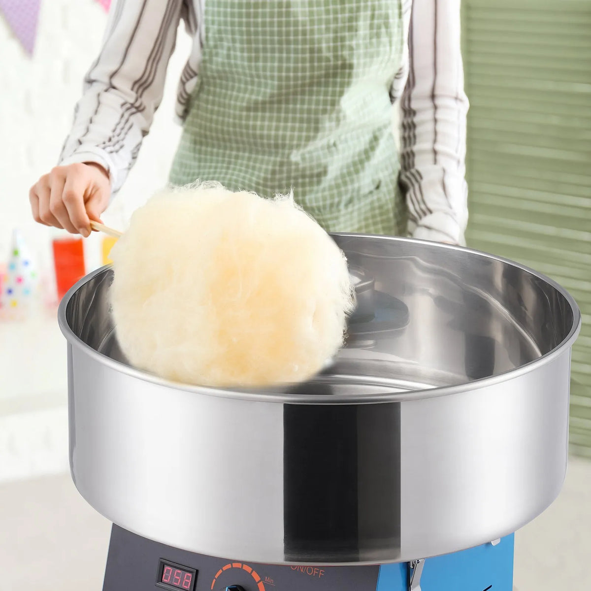 VEVOR Candy Floss Machine 1000 W with Stainless Steel Bowl and Sugar Scoop, Blue