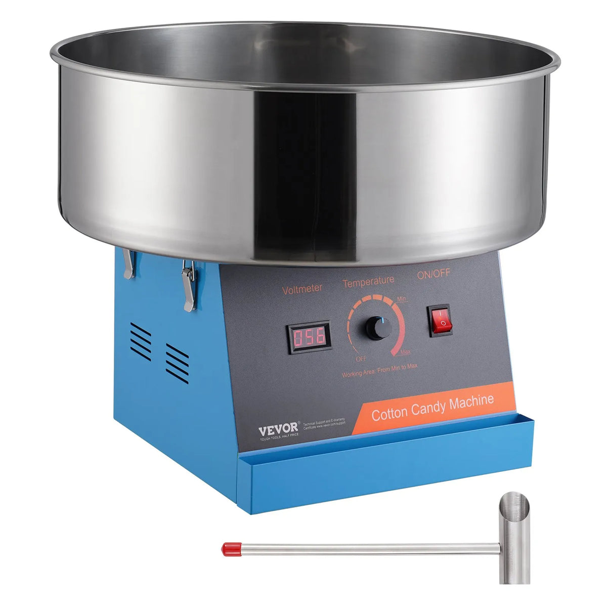 VEVOR Candy Floss Machine 1000 W with Stainless Steel Bowl and Sugar Scoop, Blue