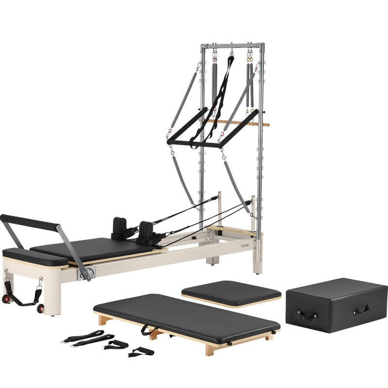 VEVOR pilates reformeris ar dubulto pretestību, treniņu aprīkojums ar reformera kasti un lēciena platformu, piemērots iesācējiem un pieredzējušiem lietotājiem mājas sporta zālei un studijai, slodze līdz 181 kg - ZEMLETES.LV