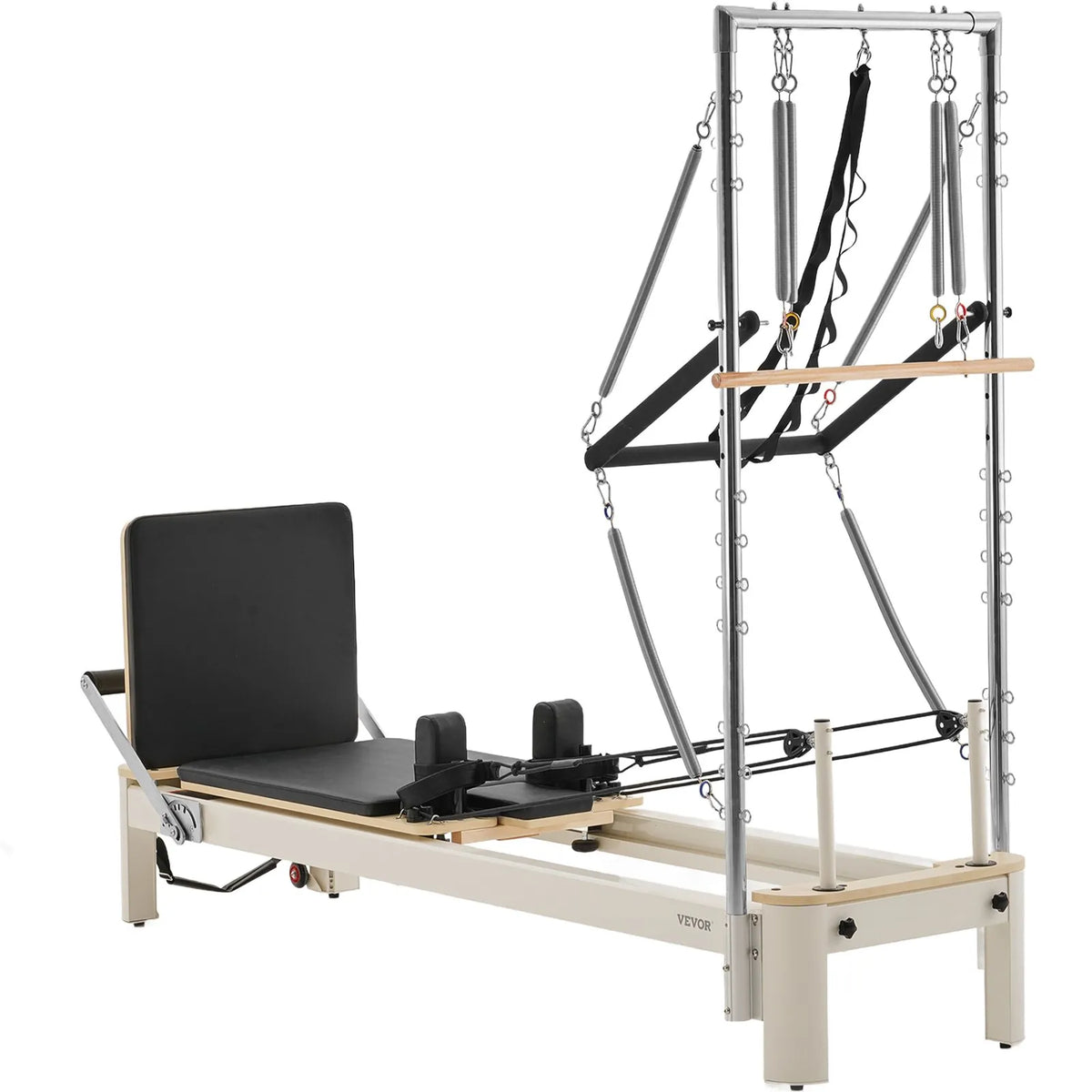 VEVOR pilates reformeris ar dubulto pretestību, treniņu aprīkojums ar reformera kasti un lēciena platformu, piemērots iesācējiem un pieredzējušiem lietotājiem mājas sporta zālei un studijai, slodze līdz 181 kg - ZEMLETES.LV