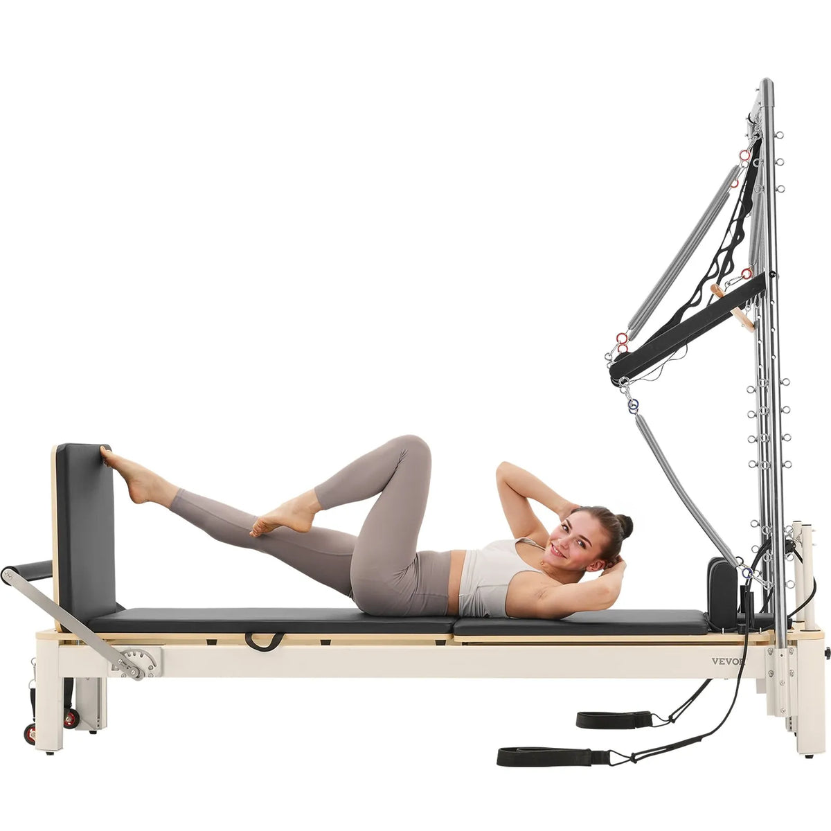 VEVOR pilates reformeris ar dubulto pretestību, treniņu aprīkojums ar reformera kasti un lēciena platformu, piemērots iesācējiem un pieredzējušiem lietotājiem mājas sporta zālei un studijai, slodze līdz 181 kg - ZEMLETES.LV
