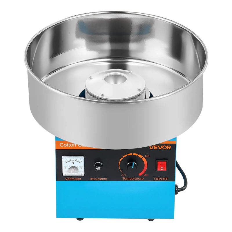 VEVOR komerciālā cukurvates mašīna, 1000 W elektriska cukurvates pagatavošanas ierīce ar 38 cm nerūsējošā tērauda trauku un cukura karoti, piemērota cietajām konfektēm, bērnu dzimšanas dienām un ģimenes pasākumiem, zila - ZEMLETES.LV