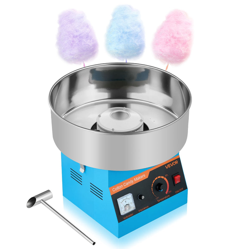 VEVOR komerciālā cukurvates mašīna, 1000 W elektriska cukurvates pagatavošanas ierīce ar 38 cm nerūsējošā tērauda trauku un cukura karoti, piemērota cietajām konfektēm, bērnu dzimšanas dienām un ģimenes pasākumiem, zila - ZEMLETES.LV