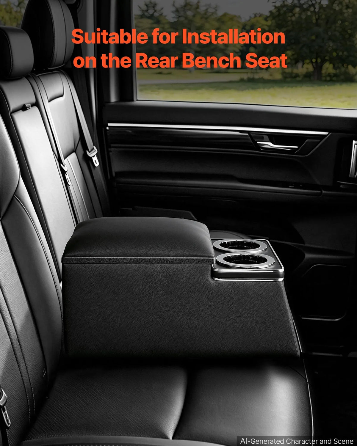 VEVOR Universal Rear Seat Central Armrest with Storage Box, Tool Organiser with Cup and Phone Holders, Car Central Console for MPV, Sedans and SUV
