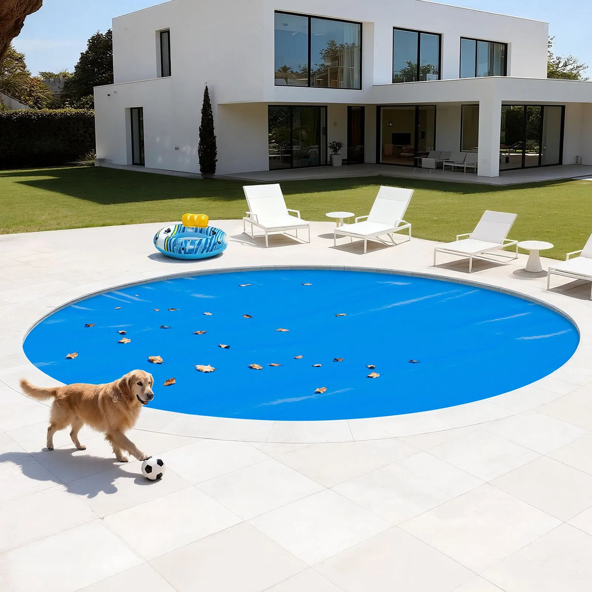 VEVOR Solar Pool Cover for Round Pools, Ø7.32 m Solar Bubble Cover, 0.4 mm PE Material, Heat Collection During Day and Retention at Night, Blue