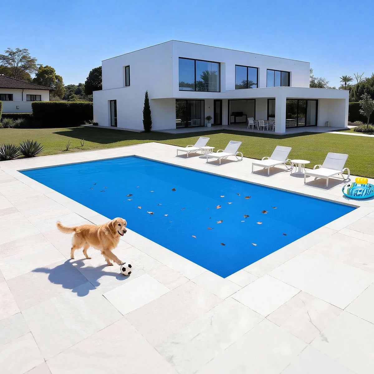 VEVOR Solar Pool Cover, 10.97 × 5.49 m Rectangular Solar Bubble Cover, 0.2 mm PE Material, Heat Collection by Day and Retention at Night, Blue