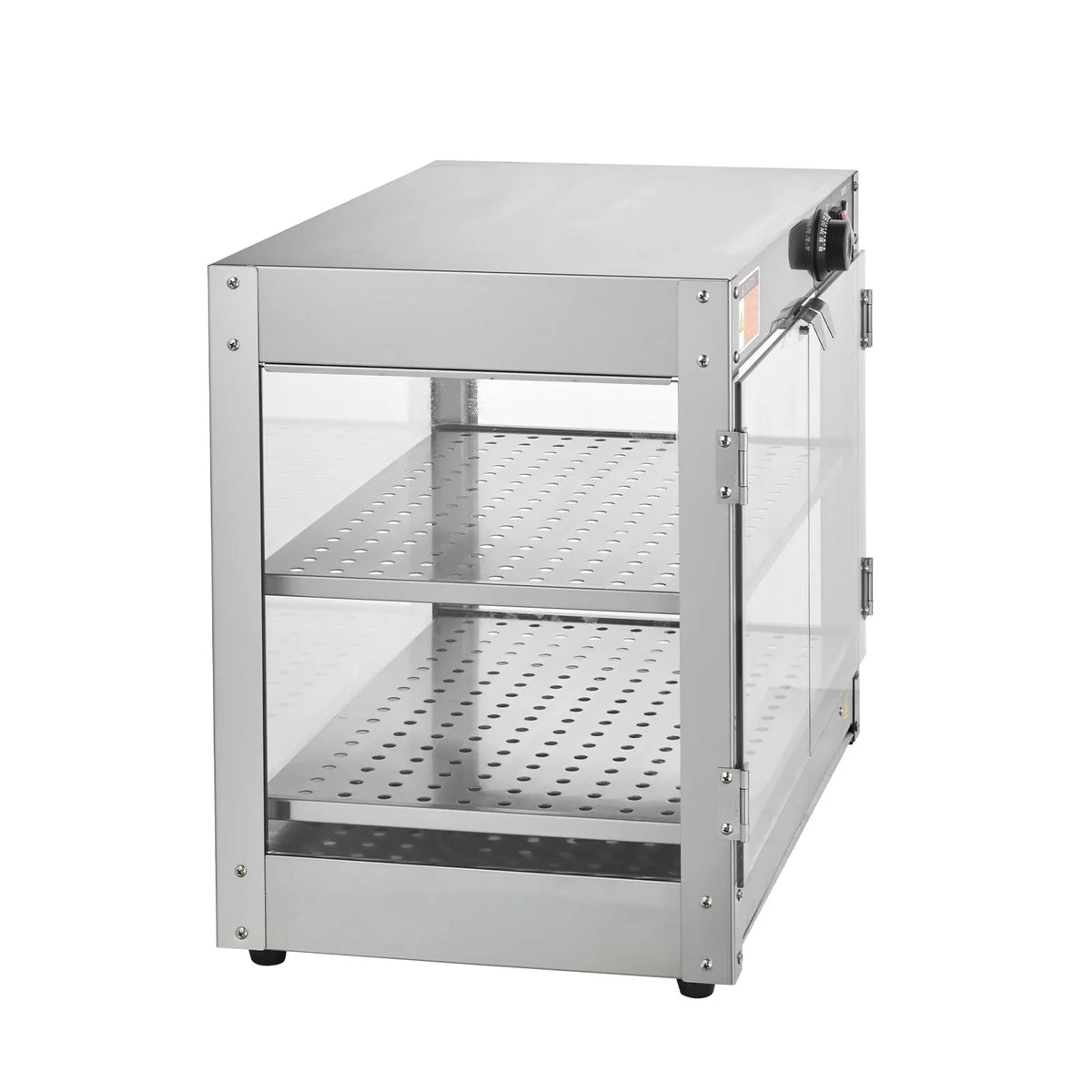 VEVOR 2 līmeņu komerciālā pārtikas sildīšanas vitrīna, 800 W pārtikas vitrīnas sildītājs ar apgaismojumu ēdiena izcelšanai, temperatūras kontrole 30–85 °C, 58 l ietilpība hamburgeriem, picai, maizei un ceptai vistas gaļai - ZEMLETES.LV